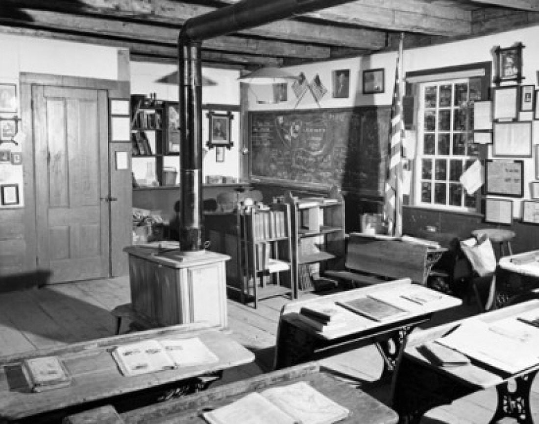 Empty desks in a classroom Canvas Art - (18 x 24)