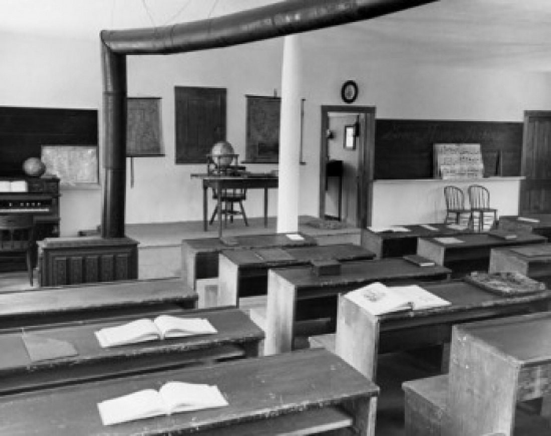 Empty desks in a classroom Canvas Art - (24 x 36)