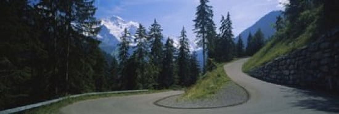 Empty road passing through mountains Bernese Oberland Switzerland Canvas Art - Panoramic Images (18 x 6)
