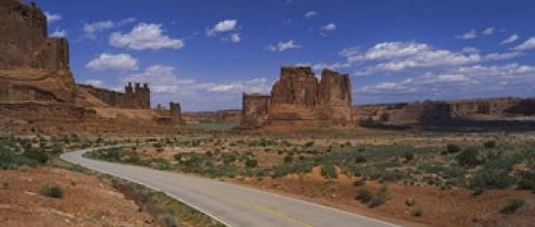Empty road running through a national park Arches National Park Utah USA Canvas Art - Panoramic Images (15 x 6)