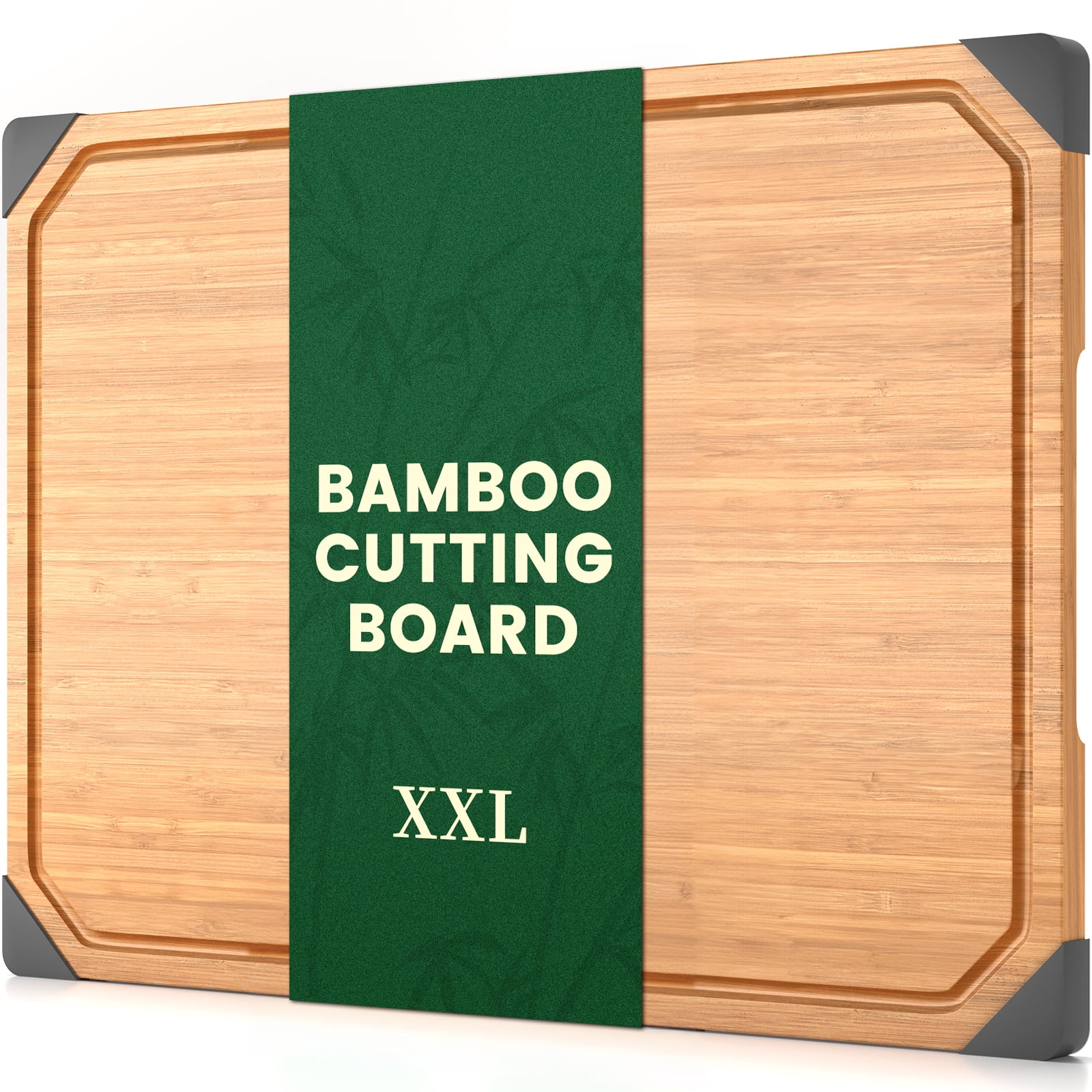 Empune Bamboo Cutting Board, 19"×14" Extra Large Wood Chopping Board for Kitchen, Deep Juice Groove and Built-in Handles, 2XL