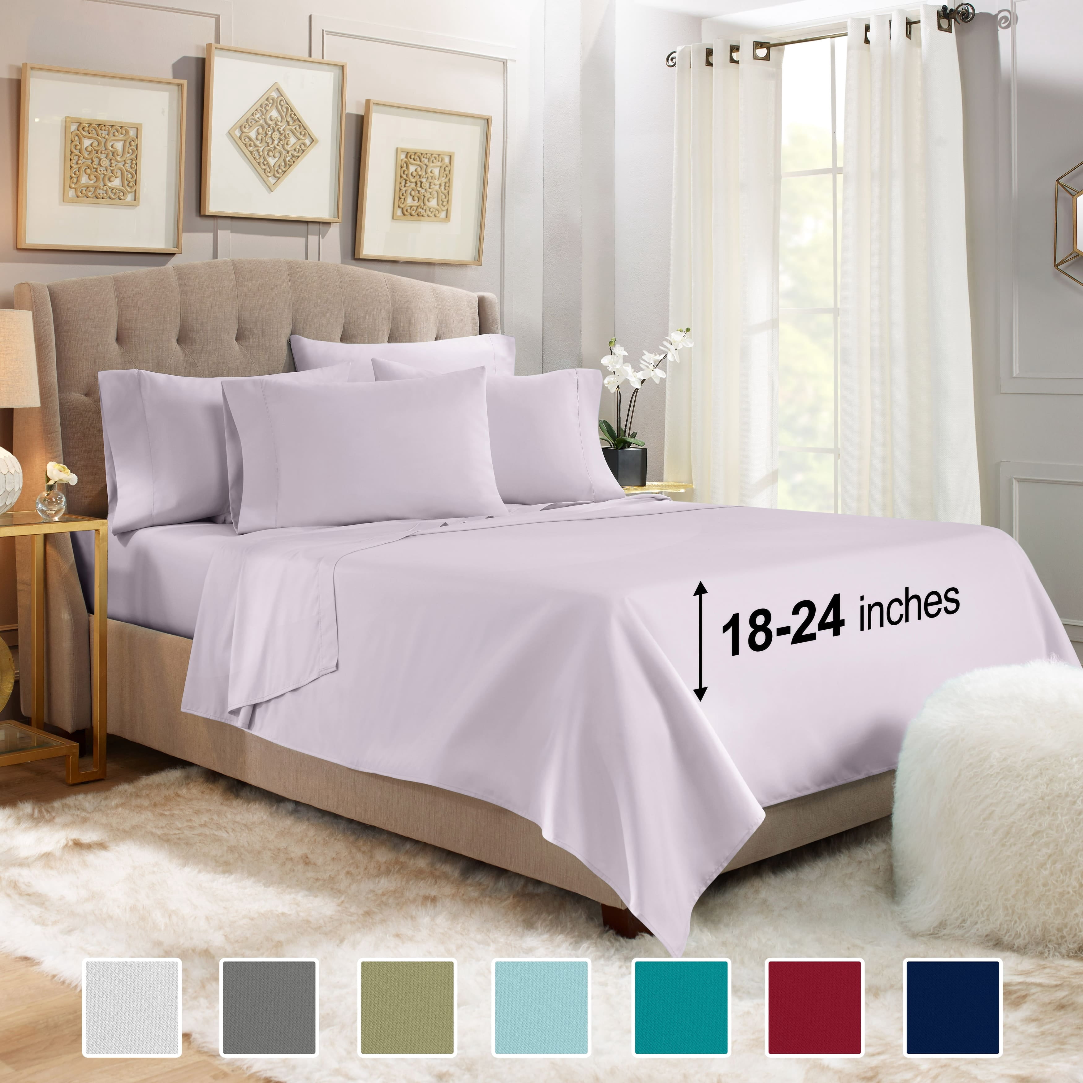 Deep Pocket Fitted Sheet - Ultra Soft Microfiber, Fits Mattresses 18 To 24 Inches, White