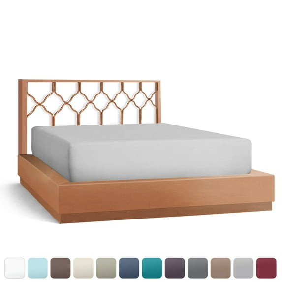 Empyrean Bedding Double Brushed Microfiber 14" - 16" Deep Pocket Fitted Sheet, Twin, Silver Light Gray