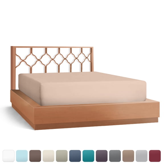 Empyrean Bedding Double Brushed Microfiber 14" - 16" Deep Pocket Fitted Sheet, Twin, Taupe Sand