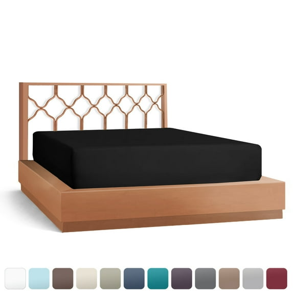 Empyrean Bedding Double Brushed Microfiber 14" - 16" Deep Pocket Fitted Sheet, Twin-XL, Black