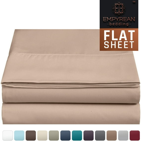 Empyrean Bedding Premium Flat Sheets – 2-Pack “110 GSM” Top Bed Sheets Double Brushed Microfiber Thick and Comfortable Flat Sheets Set, Luxurious & Soft Hotel Hypoallergenic, King, Taupe Sand