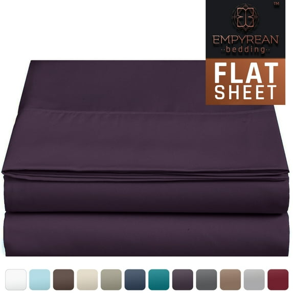 Empyrean Bedding Premium Flat Sheets – 4-Pack “110 GSM” Top Bed Sheets Double Brushed Microfiber Thick and Comfortable Flat Sheets Set, Luxurious & Soft Hotel Hypoallergenic, Queen, Purple Eggplant