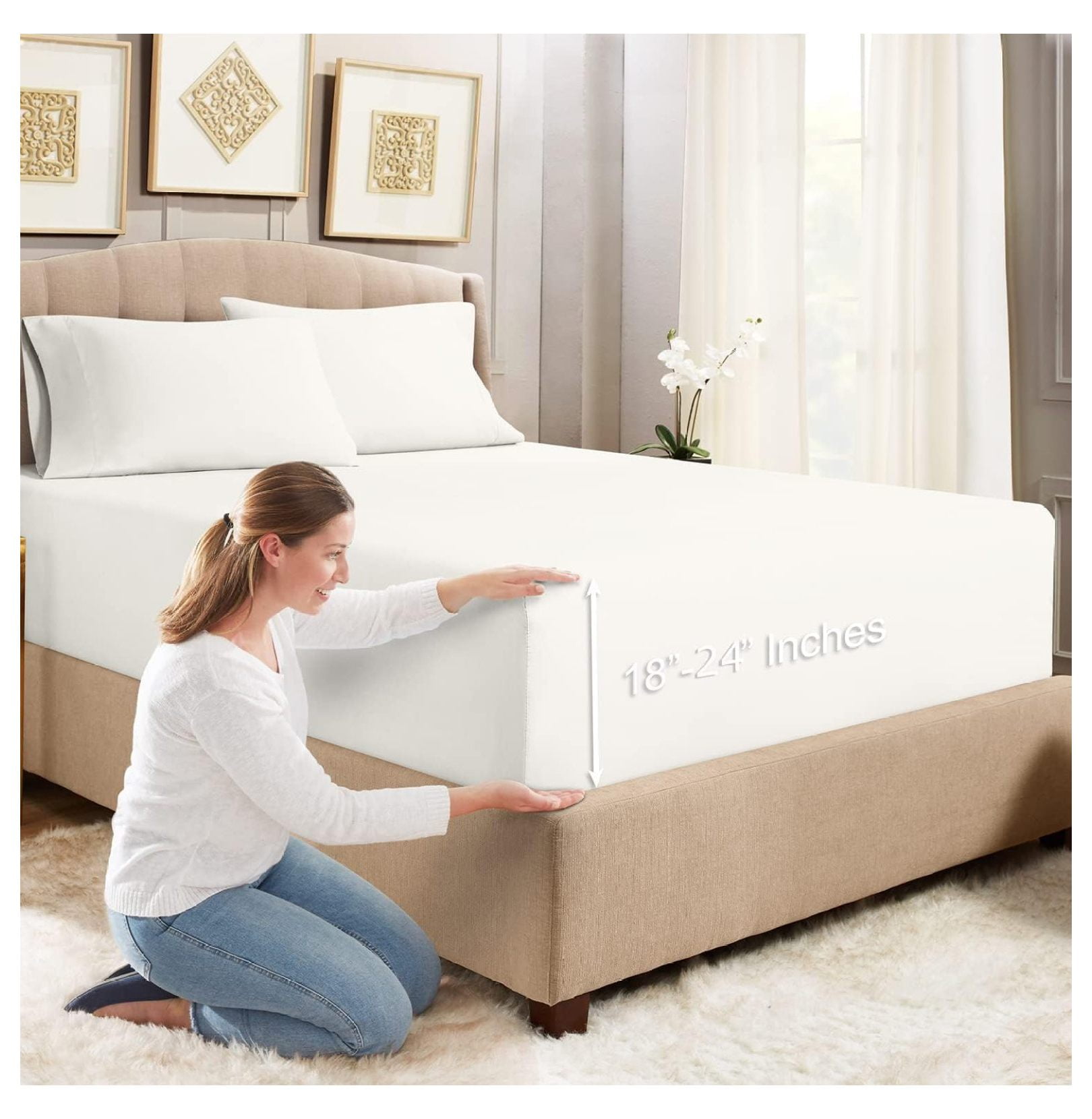 Empyrean Extra Deep Fitted Sheets California King Size 24" Extra Deep