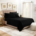thumbnail image 1 of Empyrean Luxury Bed Sheets, Microfiber Bed Sheet Set, Split King, Black, 7 Piece, 1 of 9