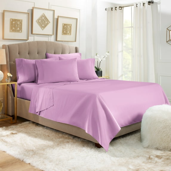 Empyrean Luxury Bed Sheets, Microfiber Bed Sheet Set, Split King, Lavender Dream, 7 Piece