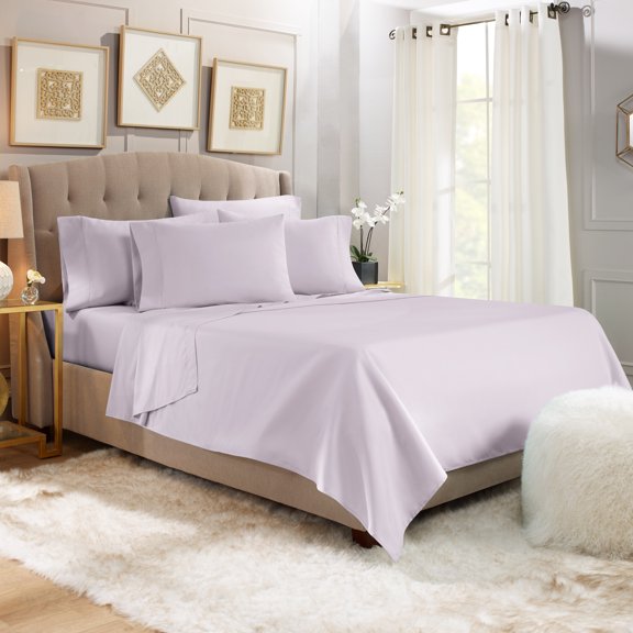 Empyrean Luxury Bed Sheets, Microfiber Bed Sheet Set, Twin, Gray Lavender, 4 Piece