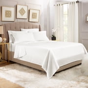 Empyrean Luxury Bed Sheets, Microfiber Bed Sheet Set, Twin, White, 4 Piece