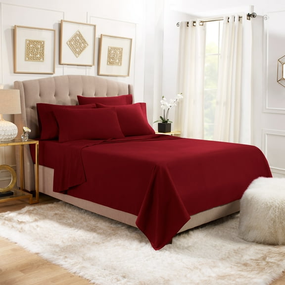Empyrean Luxury Bed Sheets, Microfiber Bed Sheet Set, Twin XL, Ruby Wine, 4 Piece