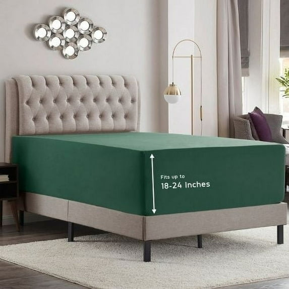 Empyrean Microfiber Fitted Sheet, Extra Deep 18"-21" Pocket, California King, Hunter Green