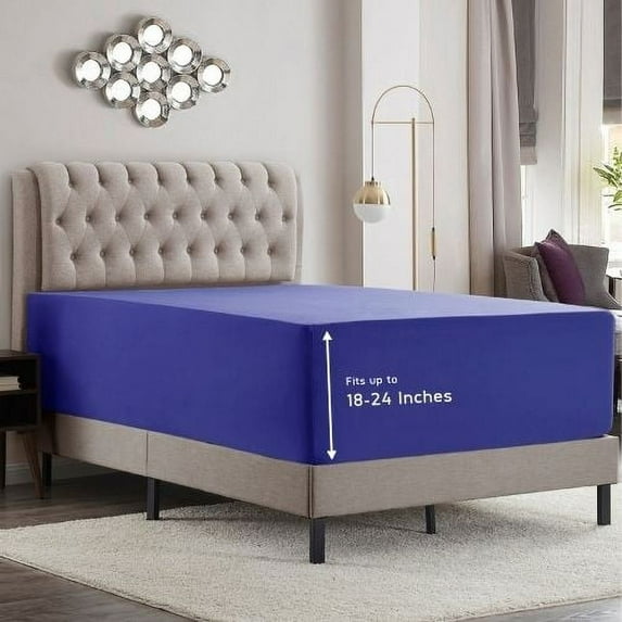 Empyrean Microfiber Fitted Sheet, Extra Deep 18"-21" Pocket, Full, Royal Blue