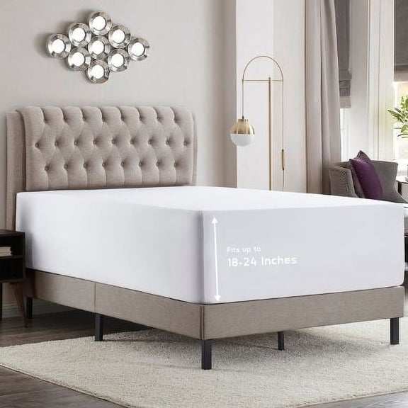 Empyrean Microfiber Fitted Sheet, Extra Deep 18"-21" Pocket, Full, White