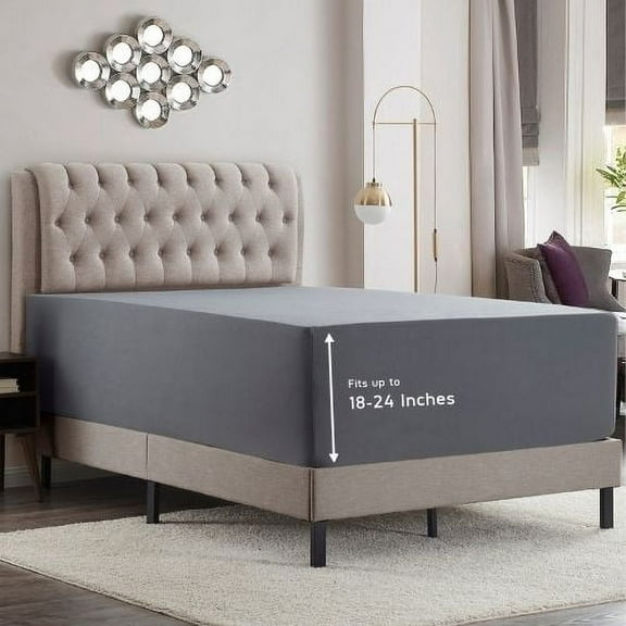 Empyrean Microfiber Fitted Sheet, Extra Deep 18"-21" Pocket, Queen, Charcoal Gray