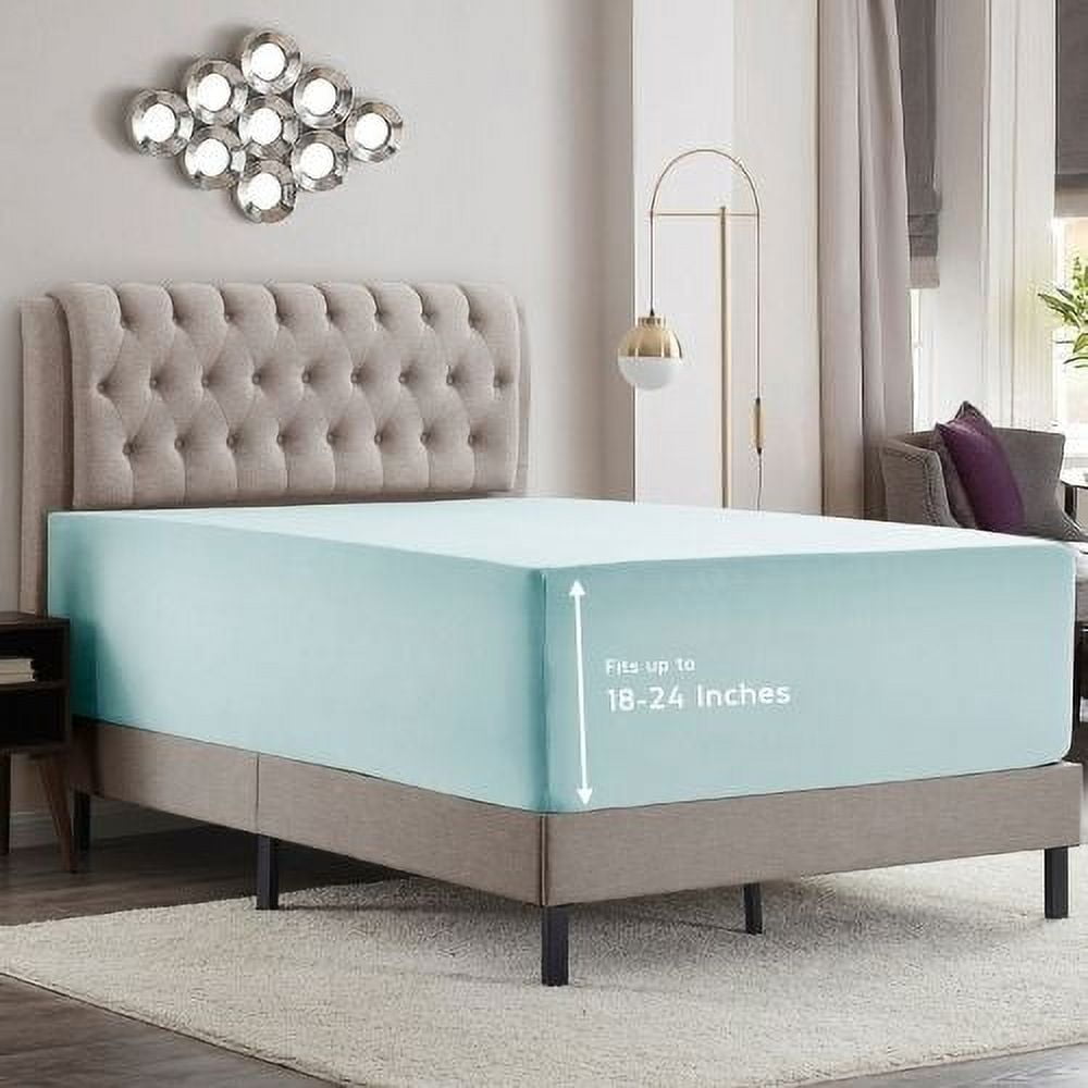 Light Blue Queen Microfiber Deep Pocket Fitted Sheet