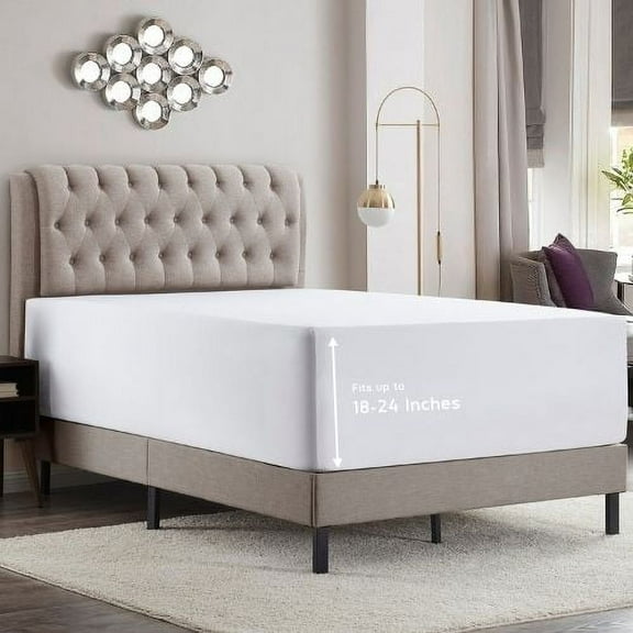 Empyrean Microfiber Fitted Sheet, Extra Deep 18"-21" Pocket, Queen, White