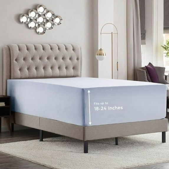 Empyrean Microfiber Fitted Sheet, Extra Deep 18"-21" Pocket, Twin, Ice Blue