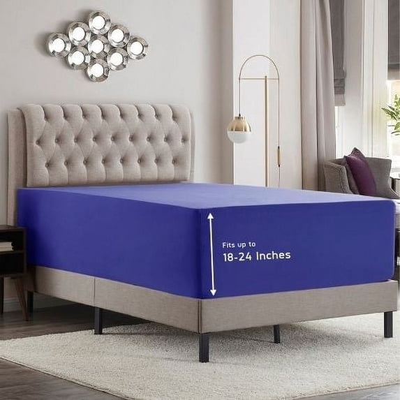 Empyrean Microfiber Fitted Sheet, Extra Deep 18"-21" Pocket, Twin XL, Royal Blue