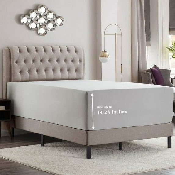 Empyrean Microfiber Fitted Sheet, Extra Deep 18"-21" Pocket, Twin XL, Silver Light Gray