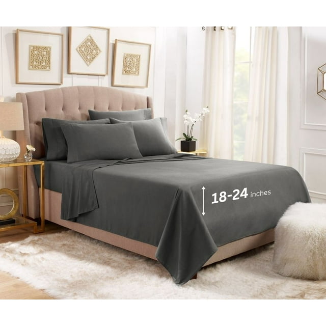 Empyrean Sheet Set (6pc) Microfiber 24" Extra Deep Pocket Bed Sheet Set