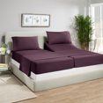 thumbnail image 1 of Empyrean Split King Sheet Set (5 PC), 16” Deep Pocket Split King Size Sheet Set, Split King, Eggplant, 1 of 7