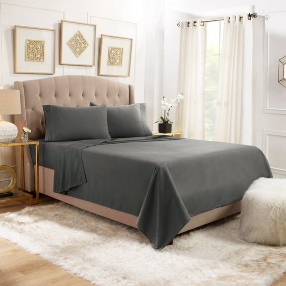 Empyrean Twin Sheet Set (3 PC), 16” Deep Pocket Twin Size Sheet Set, Twin, Gray