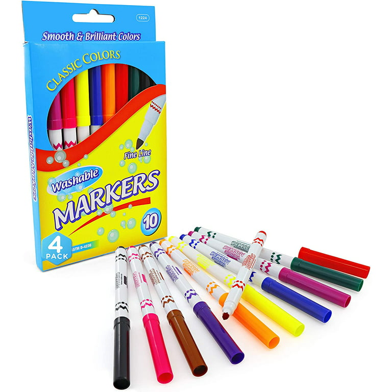 Emraw 10 Color Value Pack Washable Markers, Super conical Tip Marker Pen  Assorted Colors Comfortable Grip- Great for School, Home, and Office Use-  20