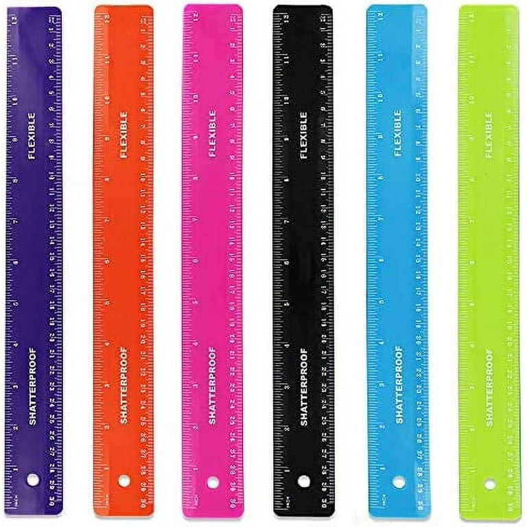 Fiada 4 Pieces Flexible Rulers 12 inch Transparent Rulers Shatterproof Plastic Ruler Straight Soft Ruler Dual Side Rulers for Student School Office