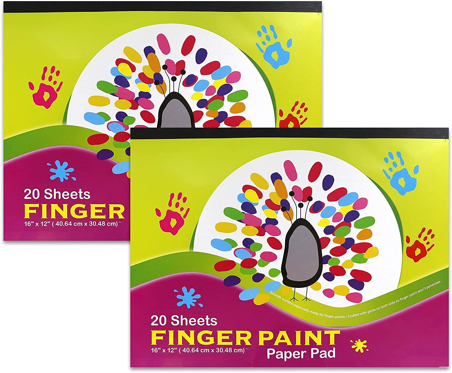 Emraw 16 inch x 12 inch Finger Paint Paper Pad Non Absorbent Smooth Surface Perfect for Finger Paints Perfect for Kids Toddler Children - 20 per Pack