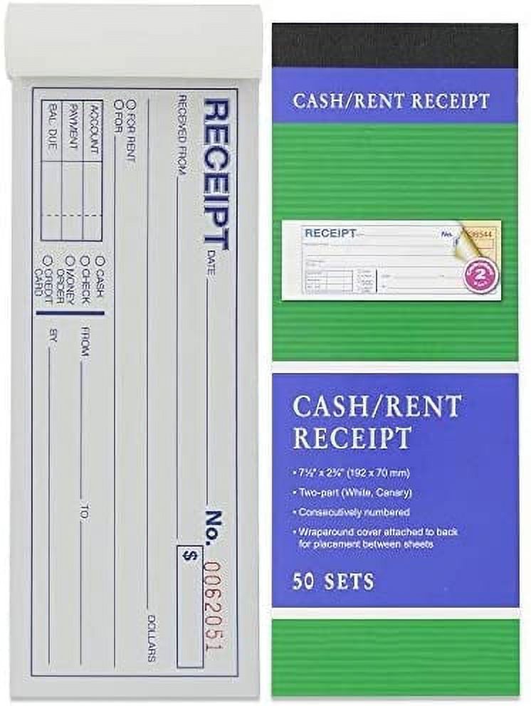 Emraw 2Part Carbonless Cash or Rent Receipt Book General Purpose Sales