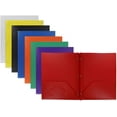 thumbnail image 1 of Emraw 2 Pocket Poly Portfolio Two Pockets Folder with 3 Prongs and Business Card Holder Organizer Designed for Home, Office, School, Classroom and More - Actual Colors May Vary (Pack of 3), 1 of 5