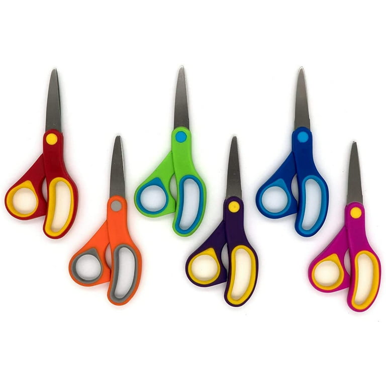 Emraw 5 Pointed Tip School Scissors Soft Comfort Grip Handles Small Sharp  Scissors Sharp Blades for Cutting Paper and Fabric Kitchen Shear (Pack of 6)