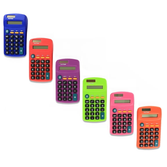 Emraw 8-Digit Dual Power Pocket Size Calculator Standard Function Student Large LCD Display Electronic Desktop Accounting Office Scientific Calculators (Pack of 5)