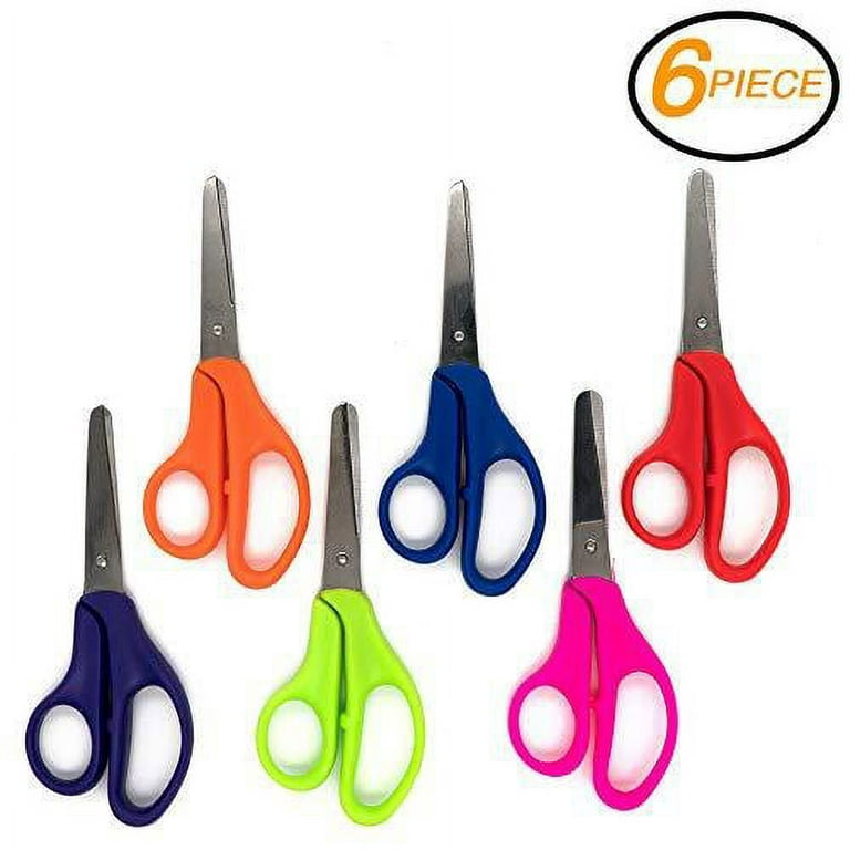 Emraw Blunt Tip School Scissors Soft Comfort Grip Handles Small Sharp  Scissors Sharp Blades for Cutting Paper and Fabric 5 Straight Handle Kitchen  Shear (Pack of 6) 