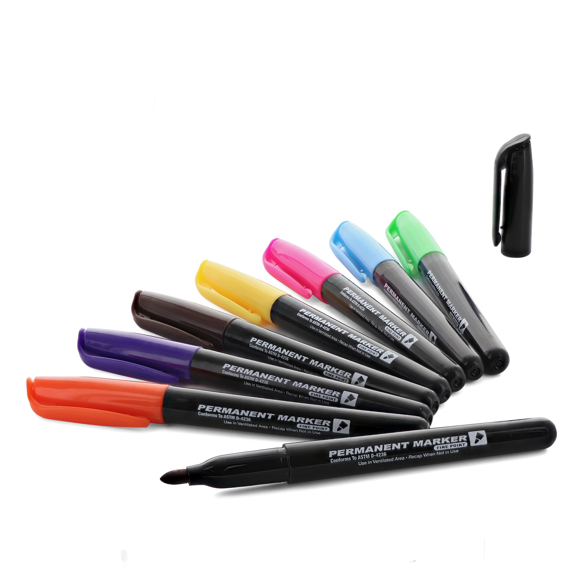 Emraw Bright Colors Fine Tip Permanent Markers with Pocket Clip Dry Erase Low Odor Whiteboard Comfortable Grip Office Markers for Paper and Plastic Mini Sharpie Pens Pack of 2