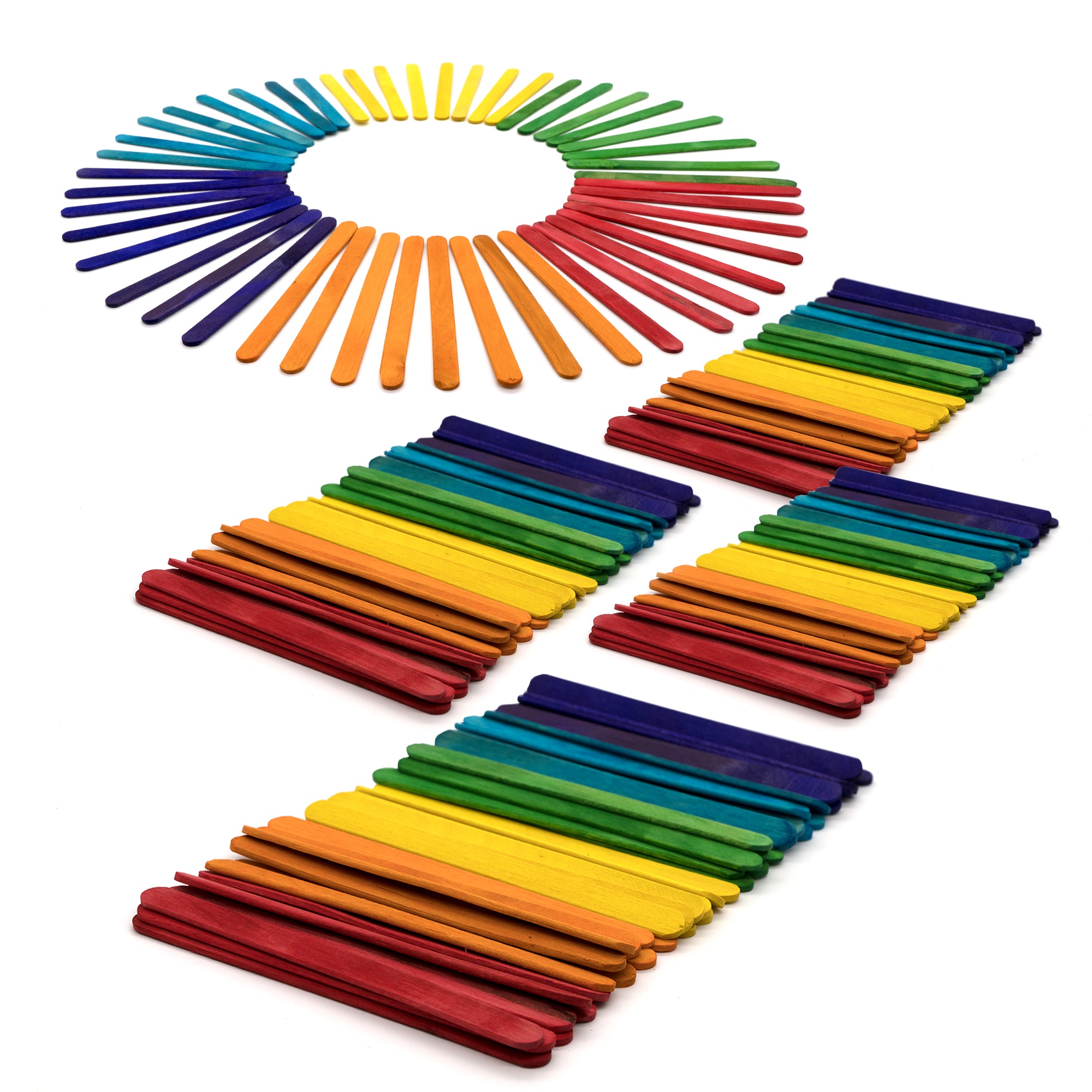 Emraw Colored Craft Sticks Wood Stick 200 Pieces Long Craft Sticks Wood Handles Wedding Fan Craft Sticks Unfinished Natural Wood Craft Ice Cream Popsicle Sticks for Crafts - image 1 of 6