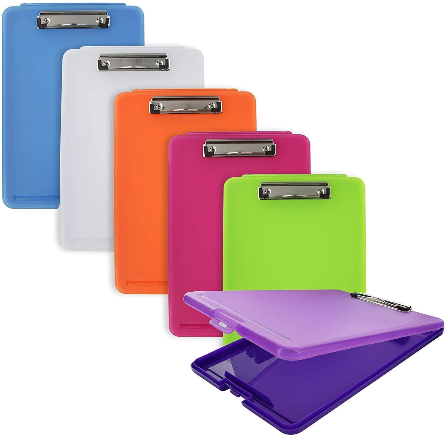 Emraw Plastic Translucent Clipboard Pack with Storage Case Box, 6 Pack ...
