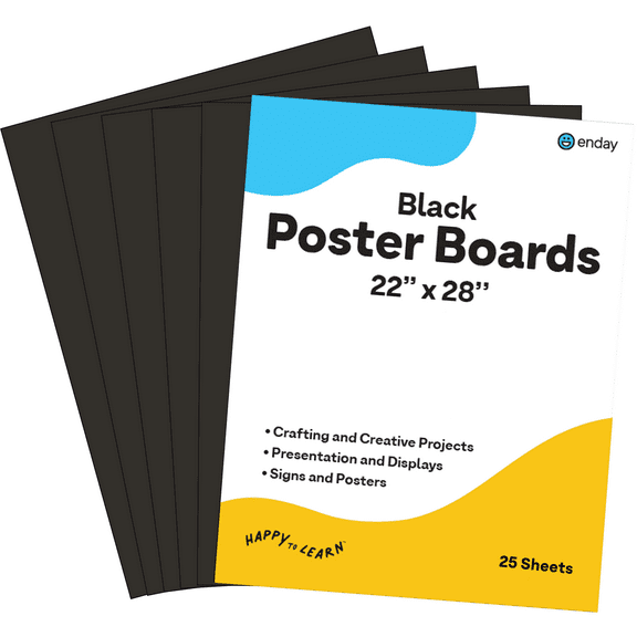 Emraw Poster Board Lightweight Craft Backing Boards for Presentations Office Sign Blank Painting Board Smooth Surface Poster Sheets for School Pack of 5 (Black)