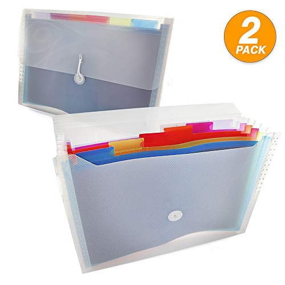 Emraw Rainbow 7-Pocket Letter Size Poly Expanding File Folder, Pack of 2