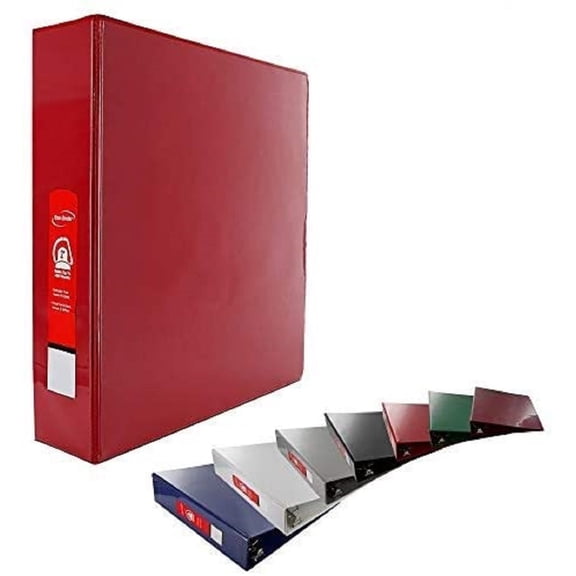 Emraw Red Slant D Ring View Binder with 2 Pockets Round Ring Binder 2"
