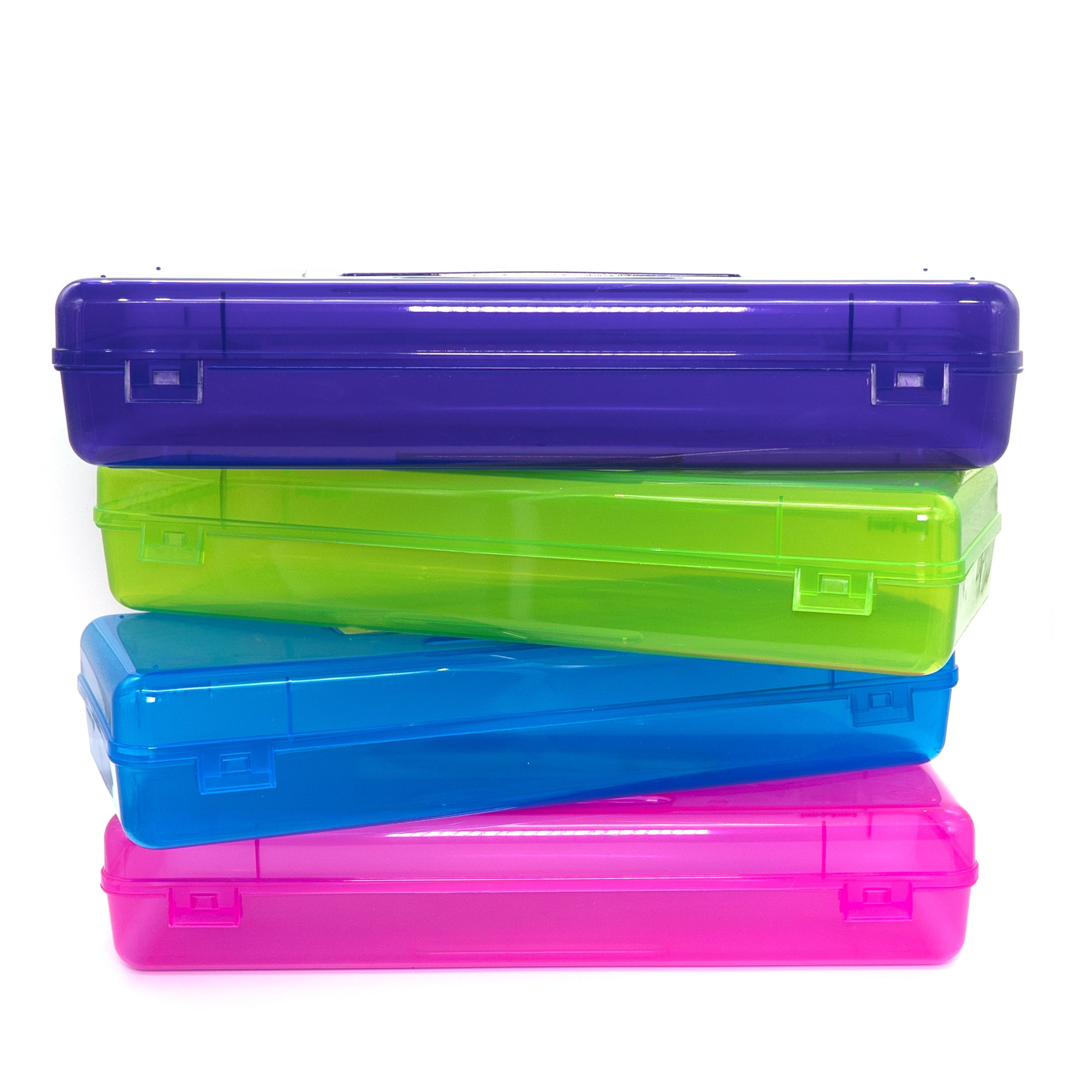 Juvale Pencil Box 4 Pack - School Classroom Supplies Pencil Cases - 7.75 x 4.5 x 2.25 Inches