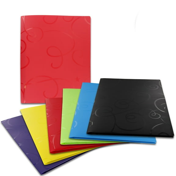 Emraw Swirl Embossed 2 Pockets Poly Portfolio - Assorted Colors File Folders(Pack of 3)
