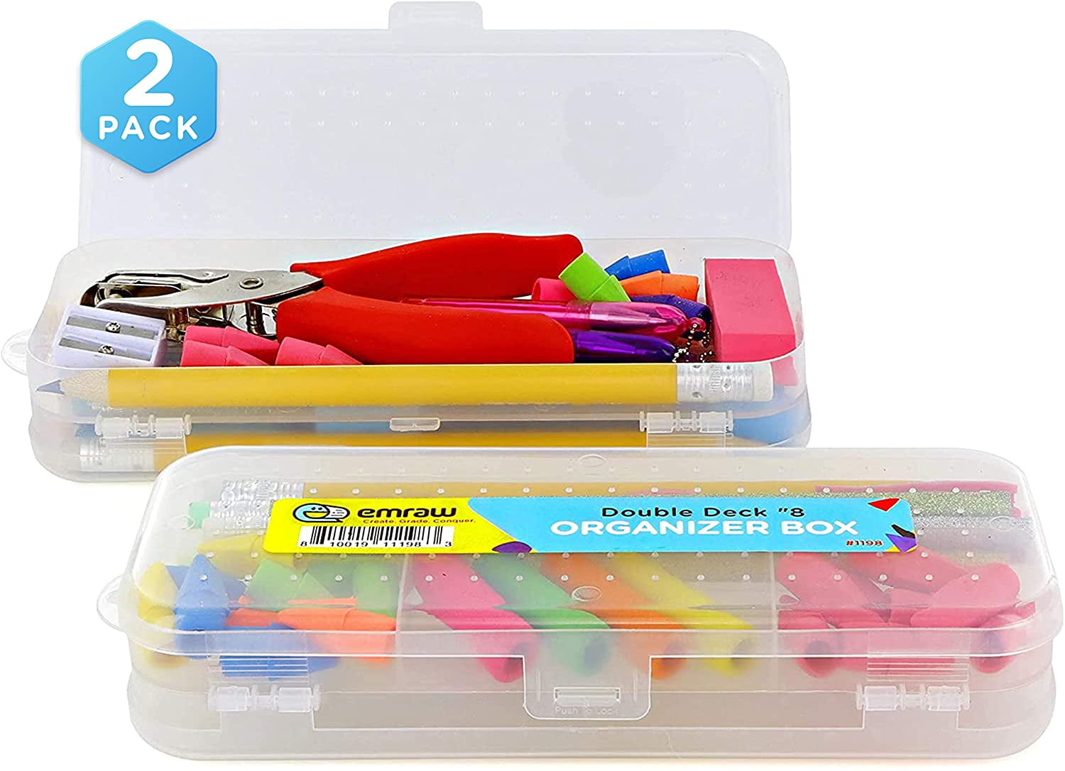 Storex Plastic Mini Pencil Case for Kids, Clear, 12-Pack