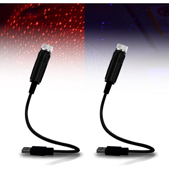 Emrefashion Mini Led Projection, Car and Home Ceiling Romantic USB Night Light-Plug and Play, Mini Led Projection Lamp Star Night, 2 in 1 Starry Night Ceiling Projection Lamp (2pcs)