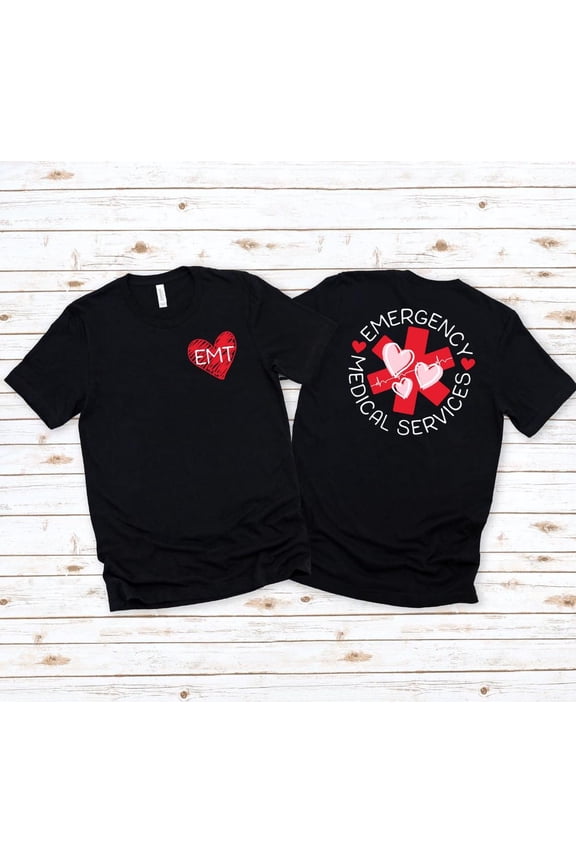 Ems Emt Medic Paramedic Valentine Heart Love Ekg Healthcare T-Shirt