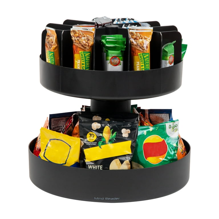 Ems Mind Reader SNACKCARBLK 22.05 x 2.05 x 16.14 in. Supreme Lazy Suzan  Condiment, Snack Organizer - Black