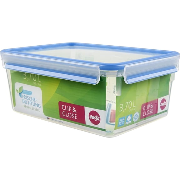 Emsa Clip and Close Storage Container, Rectangular, 125.1 Ounces